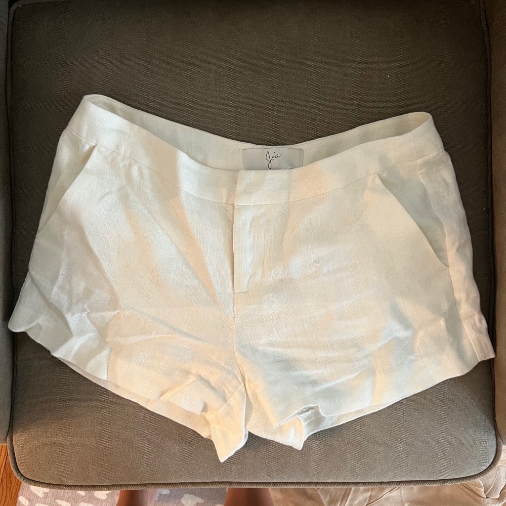 Joie 100% Linen Cream Shorts Size 6
